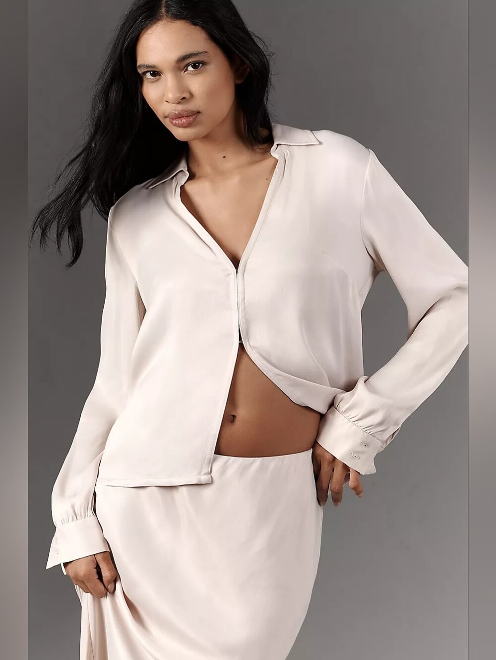NWT Anthropologie Ling-Sleeve Silky Top, Size Medium